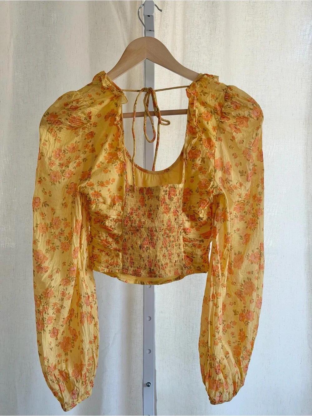 Free People Another Life Floral Top in Honey Combo XS